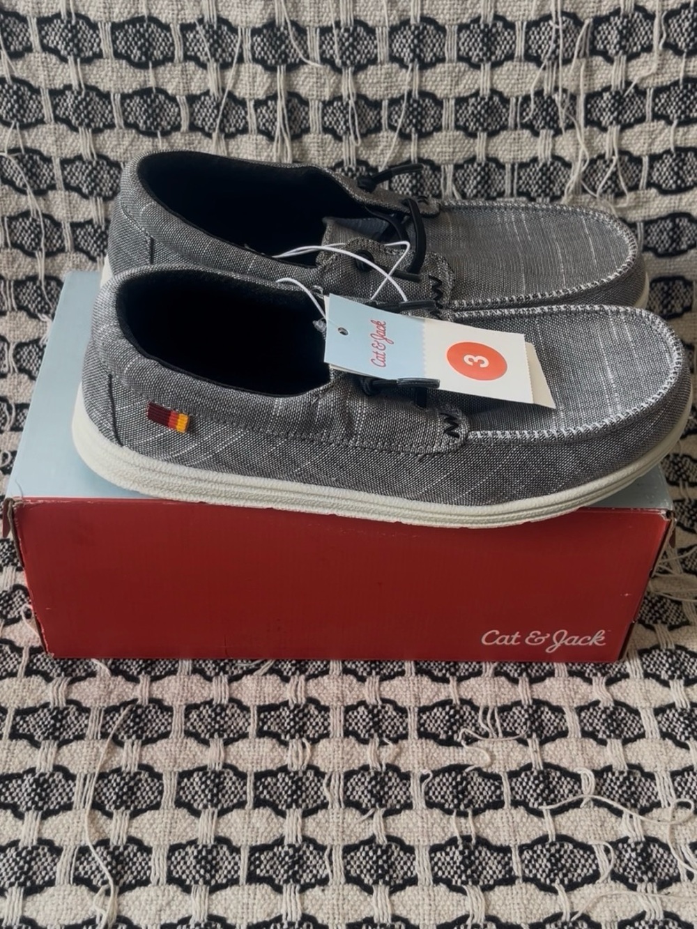 Cat & Jack Gray Canvas Slip-On Loafers with Contrast Sole